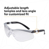3M 11458-00000-20 BX Dual Reader Protective Safety Glasses, +2.0 Diopter, Anti-Fog Clear Lens, Silver/Black Frame (7000127662)  - (20Pack) - 4