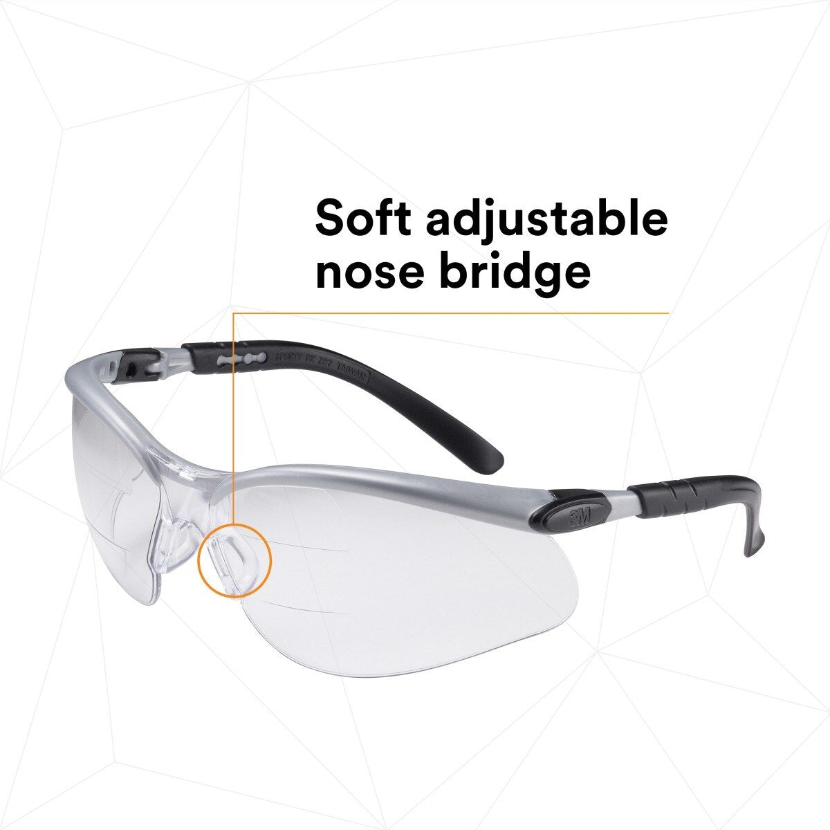 3M 11458-00000-20 BX Dual Reader Protective Safety Glasses, +2.0 Diopter, Anti-Fog Clear Lens, Silver/Black Frame (7000127662)  - (20Pack) - 5