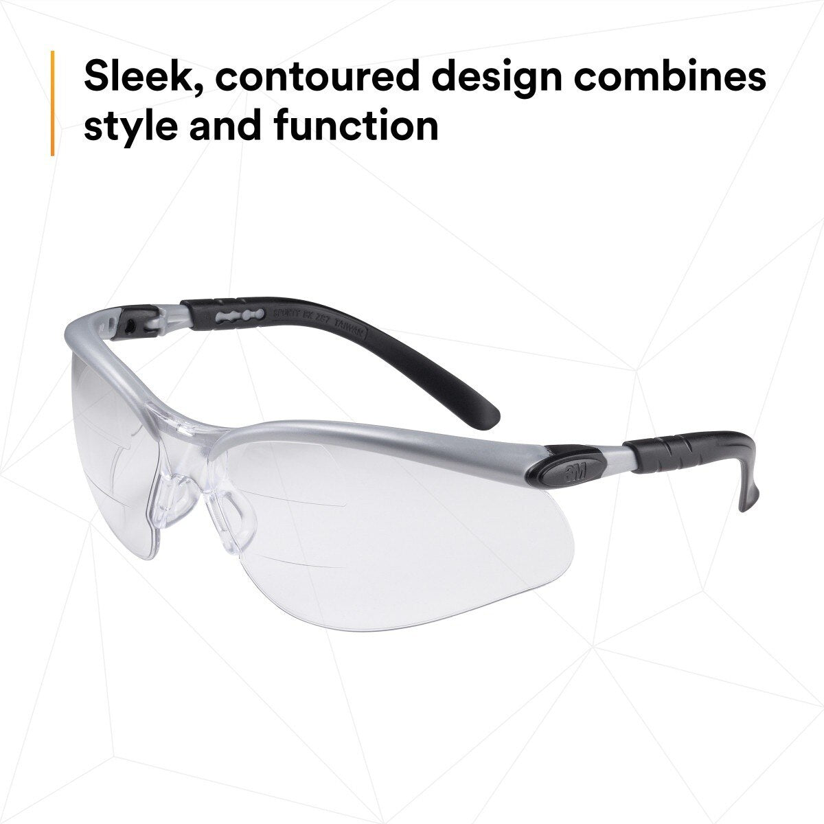 3M 11458-00000-20 BX Dual Reader Protective Safety Glasses, +2.0 Diopter, Anti-Fog Clear Lens, Silver/Black Frame (7000127662)  - (20Pack) - 8
