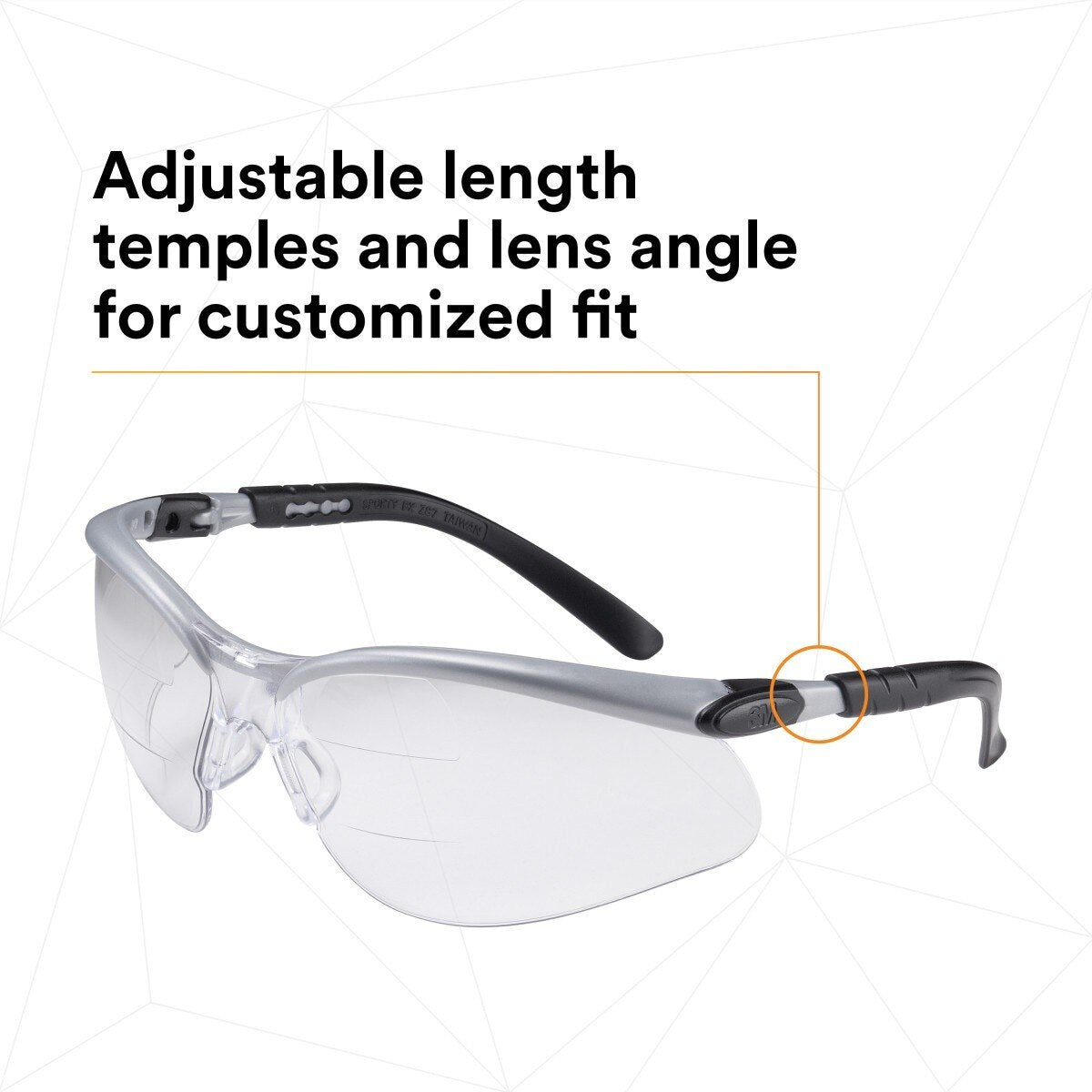 3M 11459-00000-20 BX Dual Reader Safety Glasses, ANSI Z87.1, Anti-Fog Clear Lens, Silver/Black Frame, +2.5 Diopter (7000127663)  - (20Pack) - 4