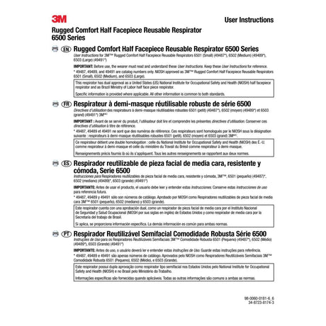3M 6501 Rugged Comfort Half Facepiece Reusable Respirator, NIOSH, Cool Flow Valve, Small (7000128236)  - (10Pack) - 7