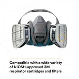 3M 6502QL Rugged Comfort Quick Latch Half Facepiece Reusable Respirator, Medium, Bayonet Connection, Cool Flow Valve, Silicone Face Seal (7000128239) (10 Pack) - 10