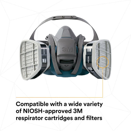 3M 6502QL Rugged Comfort Quick Latch Half Facepiece Reusable Respirator, Medium, Bayonet Connection, Cool Flow Valve, Silicone Face Seal (7000128239) (10 Pack) - 10