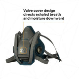 3M 49492 Rugged Comfort Quick Latch Half Facepiece Reusable Respirator, Large, Gray, Silicone Face Seal, Bayonet Connection, Cool Flow Valve (6503QL) (7000128241) (10 Pack) - 10
