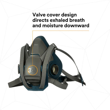 3M 49492 Rugged Comfort Quick Latch Half Facepiece Reusable Respirator, Large, Gray, Silicone Face Seal, Bayonet Connection, Cool Flow Valve (6503QL) (7000128241) (10 Pack) - 10