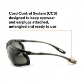 3M 11873-00000-20 Virtua CCS Safety Glasses Gray Anti-Fog Anti-Scratch Lens Black Frame Corded Earplug Control System Removable Foam Gasket (7000128260)  - (20Pack) - 10