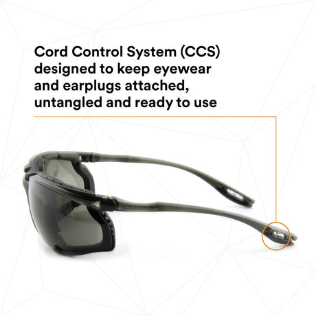 3M 11873-00000-20 Virtua CCS Safety Glasses Gray Anti-Fog Anti-Scratch Lens Black Frame Corded Earplug Control System Removable Foam Gasket (7000128260)  - (20Pack) - 10