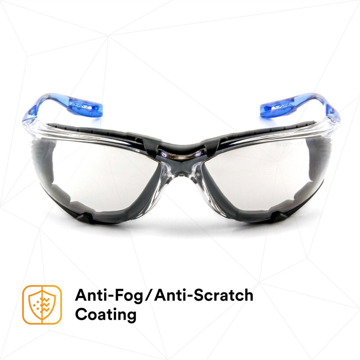 3M 11874-00000-20 Virtua Safety Glasses CCS Anti-Fog Indoor/Outdoor Mirrored Lens Blue Frame Removable Foam Gasket ANSI Z87.1 (7000128261)  - (20Pack) - 6