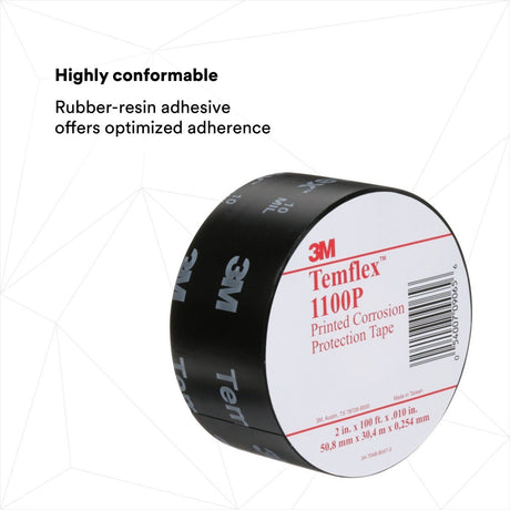 3M 1100P-2X100FT Temflex Vinyl Corrosion Protection Tape 1100 Printed Black 2 in x 100 ft (7000132166)  - (24Pack) - 4