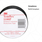 3M 1100P-2X100FT Temflex Vinyl Corrosion Protection Tape 1100 Printed Black 2 in x 100 ft (7000132166)  - (24Pack) - 5