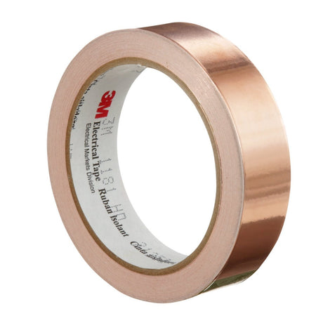 3M 1181-1X18YD EMI Copper Foil Shielding Tape, Copper, Conductive Acrylic, 1 in x 18 yd (7000132169) (9 Pack) - 7