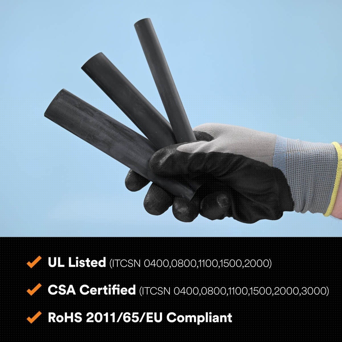 3M IT0.800BK25' Heat Shrink Heavy-Wall Cable Sleeve, Black, 8-1/0 AWG, Expanded/Recovered I.D. 0.80/3/16 in, 25 ft Reel (7000132369) - 9