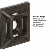 3M CTB75X75BKA-C Cable Tie Mounting Base, 4-Way Adhesive Mount, Black, Nylon, 3/4 in x 3/4 in (7000132457) (500 Pack) - 3