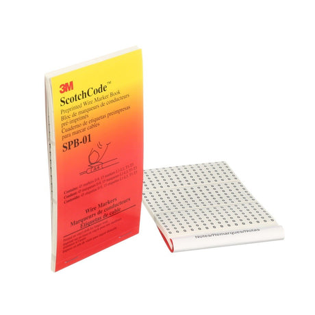 3M ScotchCode Pre-Printed Wire Marker Book, T1-T3, Black on White, 1.37 in x 0.22 in (SPB-01) (7000132478)  - (5Pack) - 2