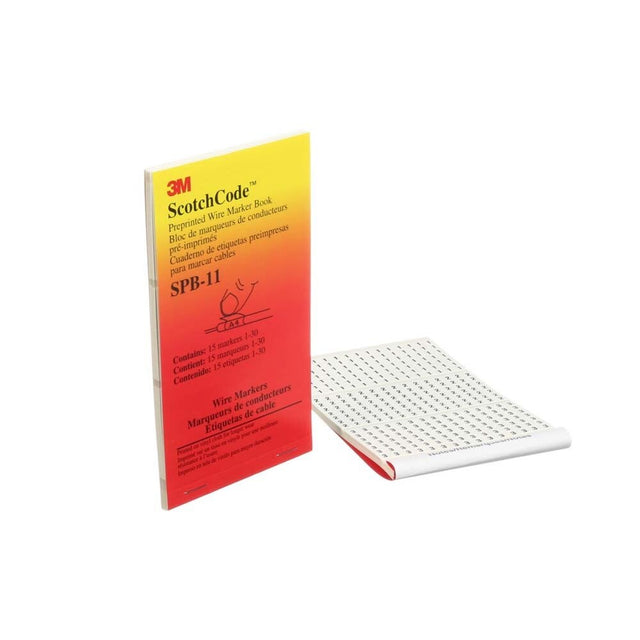 3M SPB-11 ScotchCode Pre-Printed Wire Marker Book , black print on a white background highlights the characters (7000132484)  - (5Pack)
