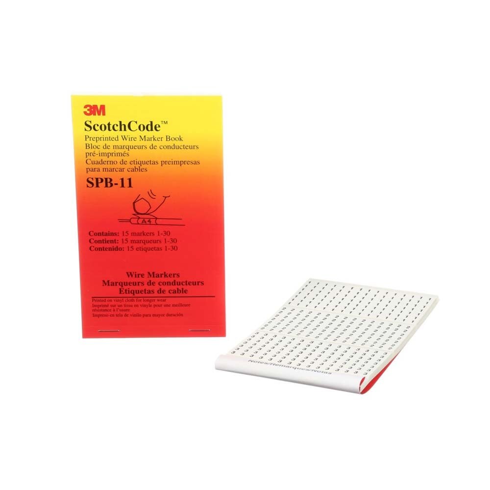 3M SPB-11 ScotchCode Pre-Printed Wire Marker Book , black print on a white background highlights the characters (7000132484)  - (5Pack) - 2