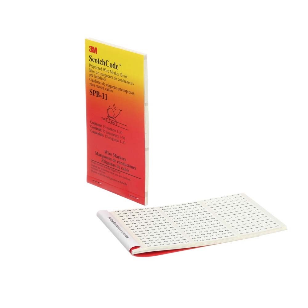 3M SPB-11 ScotchCode Pre-Printed Wire Marker Book , black print on a white background highlights the characters (7000132484)  - (5Pack) - 4