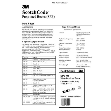 3M SPB-11 ScotchCode Pre-Printed Wire Marker Book , black print on a white background highlights the characters (7000132484)  - (5Pack) - 5