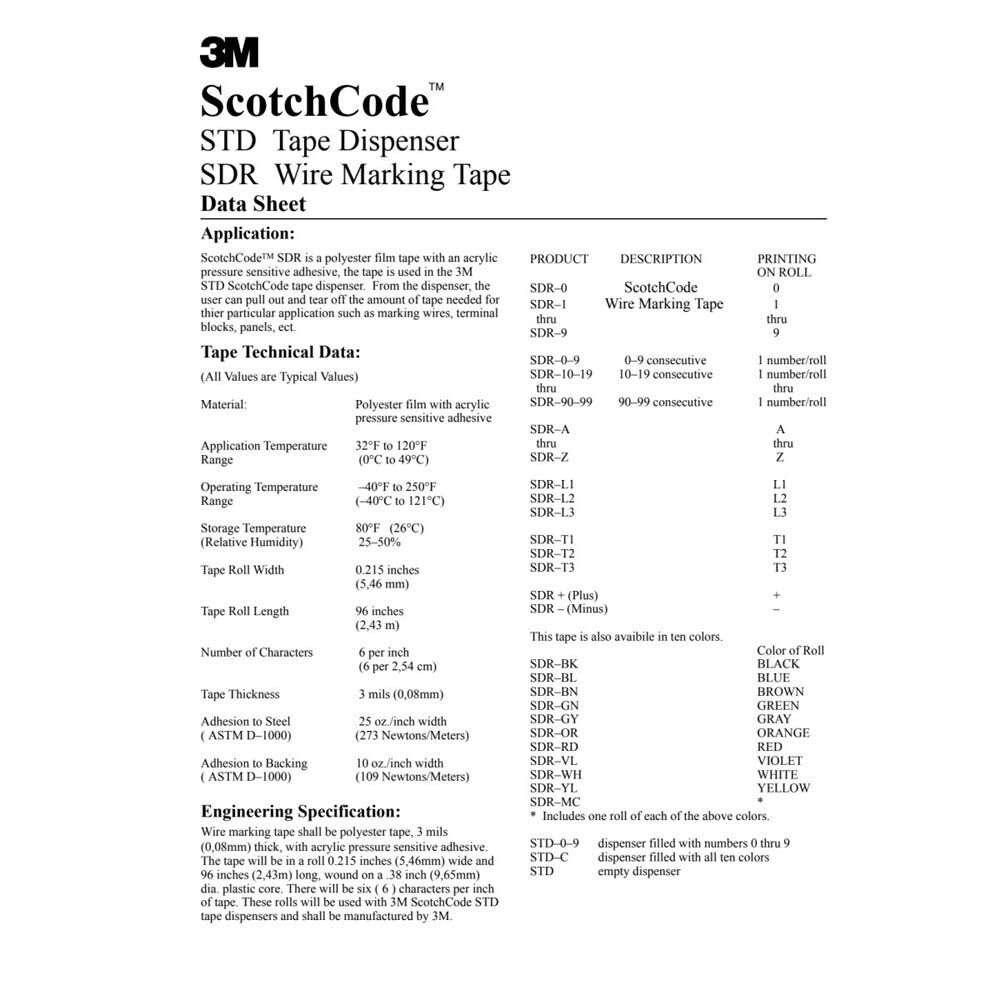3M SDR-BK ScotchCode Wire Marker Tape Refill Roll Black (7000132530) (10 Pack) - 2