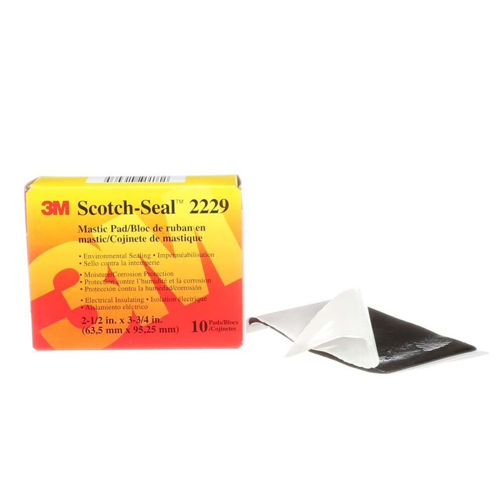 3M 2229-2.5X3.75IN Scotch-Seal Mastic Tape Compound 2229, Black, Easy Release Liner, Used for Electrical Insulating, Padding and Sealing in Adverse Conditions, Pads (7000132544) (40 Pack)