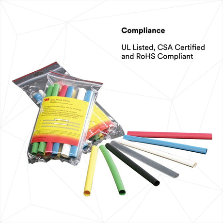 3M FP-301-1/8-Assort Heat Shrink Tubing Assortment Pack : 6 in length pieces, 4 of 7 colors (7000132600)  - (10Pack) - 8