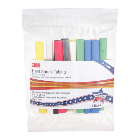 3M FP-301-1/2-Assort Heat Shrink Tubing Assortment Pack : 6 in length pieces, 2 of 7 colors (7000132603) (140 Pack) - 2