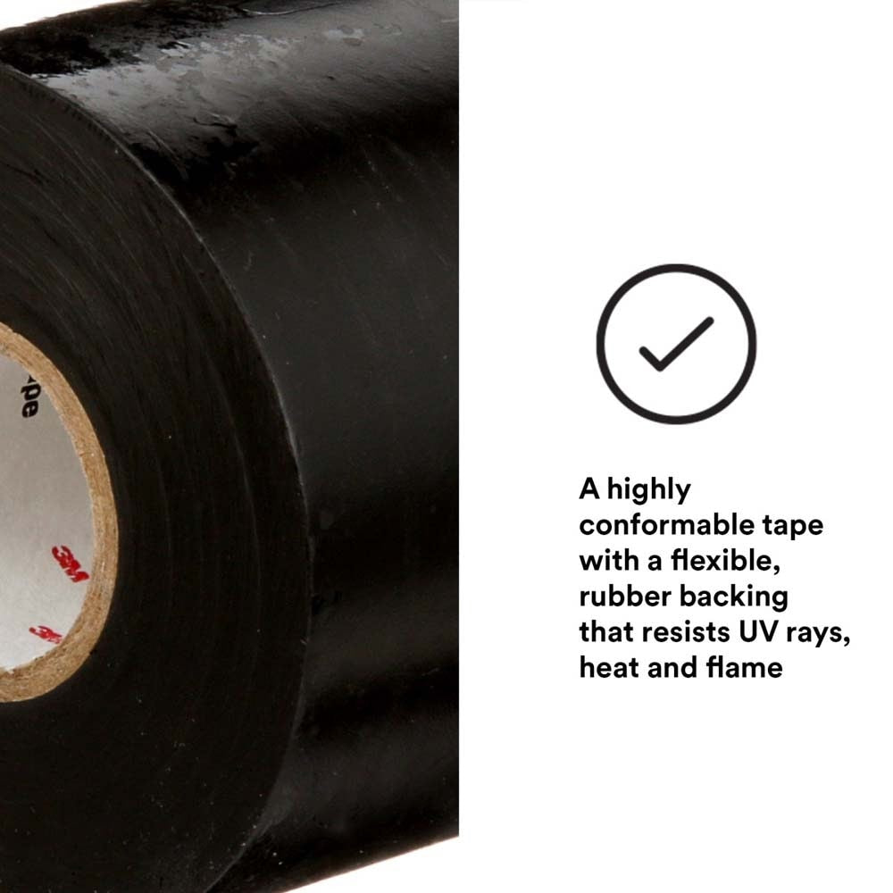 3M 2242-2X15FT Linerless Electrical Rubber Tape 2242, Black, General Purpose Self-Fusing Insulating Tape (7000132759) (8 Pack) - 8