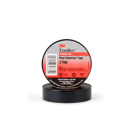 3M 1700-1X66FT-K Temflex Vinyl Electrical Tape, Black, 1 in x 66 ft (7000132902) (99 Pack) - 3