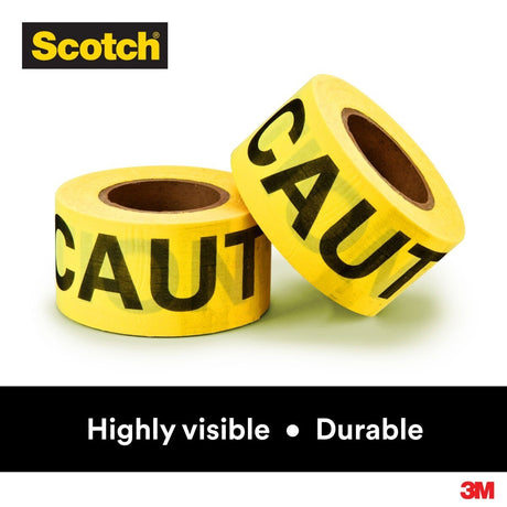 3M Scotch Barricade Tape 300 CAUTION Yellow 3 in x 1000 ft (300-Y-3X1000FT) (7000132906)  - (8Pack) - 7