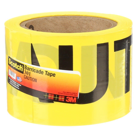 3M Scotch Barricade Tape 301, CAUTION, Non-adhesive, Yellow, 3 in x 300 ft (301-Y-3X300FT) (7000132914)  - (16Pack) - 3