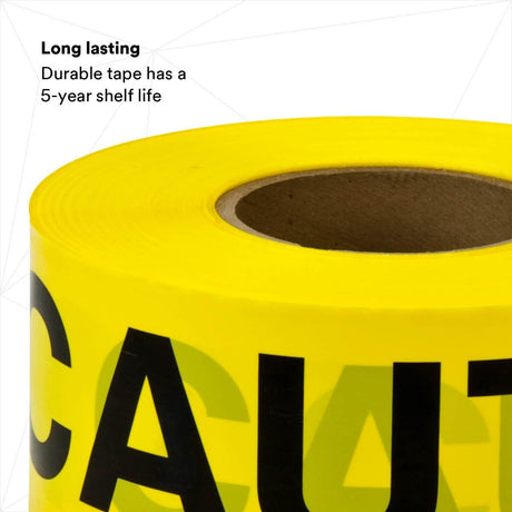 3M Scotch Barricade Tape 301, CAUTION, Non-adhesive, Yellow, 3 in x 300 ft (301-Y-3X300FT) (7000132914)  - (16Pack) - 5