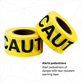 3M Scotch Barricade Tape 301, CAUTION, Non-adhesive, Yellow, 3 in x 300 ft (301-Y-3X300FT) (7000132914)  - (16Pack) - 7
