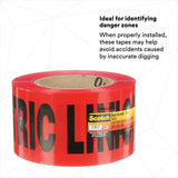 3M 303-R-3X300FT Scotch Buried Barricade Tape 303, CAUTION BURIED ELECTRIC LINE BELOW, Red, 3 in x 300 ft (7000132915)  - (16Pack) - 5