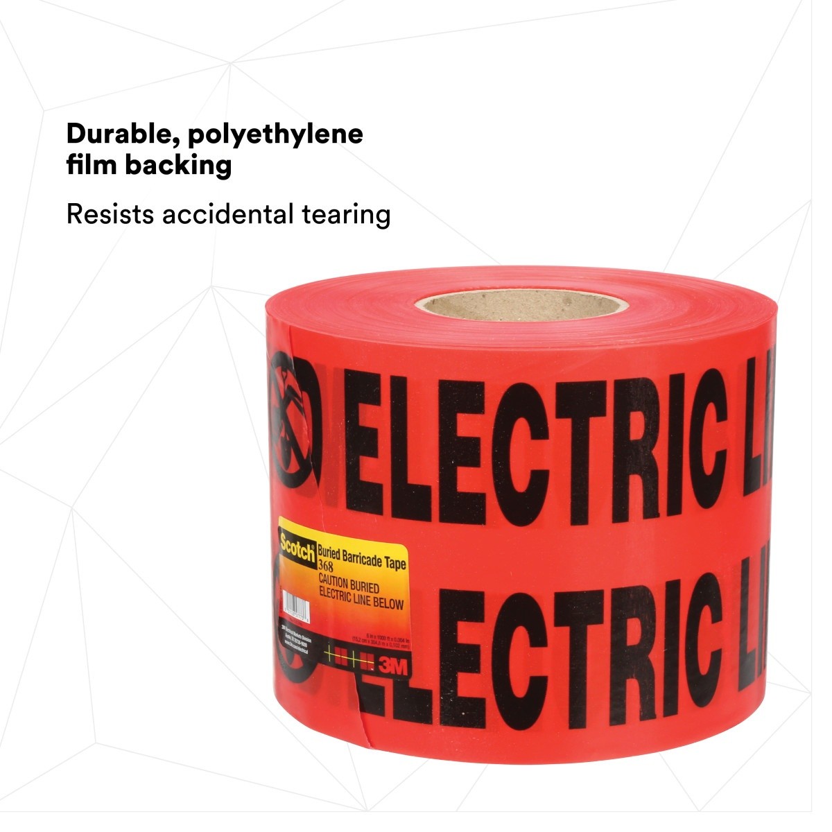 3M 368-R-6X1000FT Scotch Buried Barricade Tape CAUTION BURIED ELECTRIC LINE BELOW Red 6 in x 1000 ft (7000133186)  - (4Pack) - 2