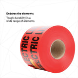 3M 368-R-6X1000FT Scotch Buried Barricade Tape CAUTION BURIED ELECTRIC LINE BELOW Red 6 in x 1000 ft (7000133186)  - (4Pack) - 3
