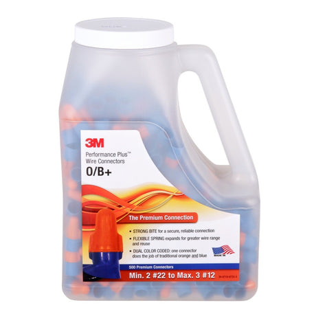 3M O/B+JUG Wire Connector Orange/Blue Twist-On 22-12 AWG UL Listed CSA (7000133222) (10000 Pack) - 3