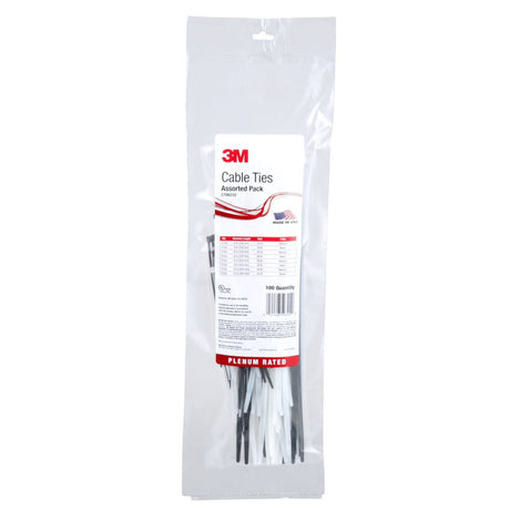 3M CT06220 Assortment Pack Cable Tie, Plenum Rated, Multi-color, Nylon 6/6 (7000133471) (1000 Pack)