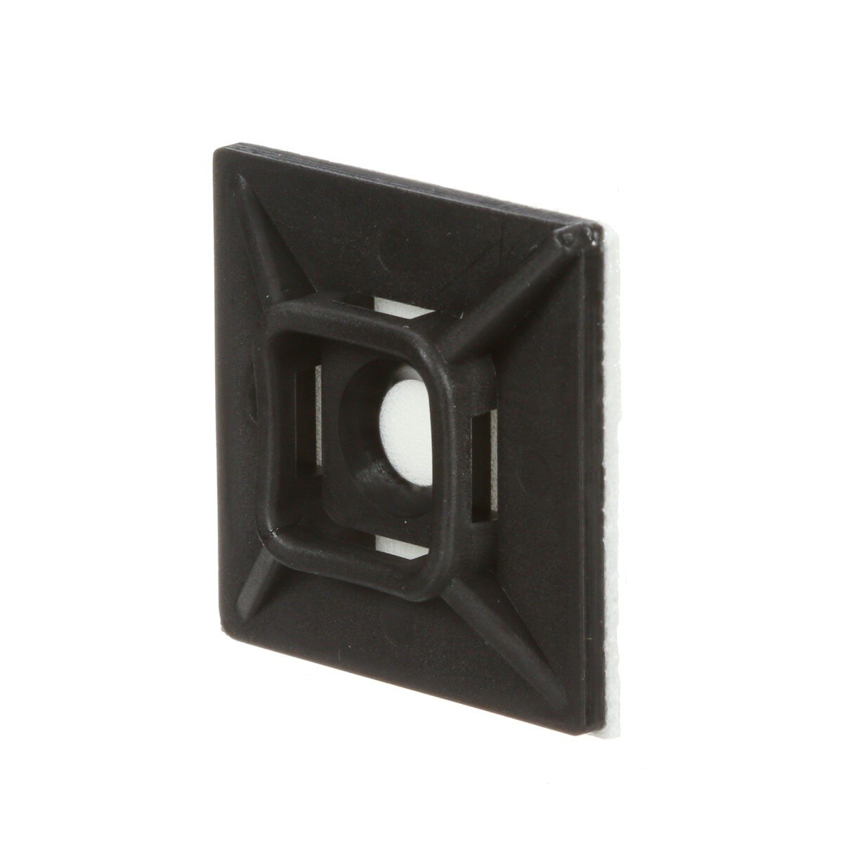 3M CTB1X1BKA-C Cable Tie Mounting Base, 4-Way Adhesive Mount, UV Resistant Black, 1 in x 1 in (7000133488) (500 Pack) - 3