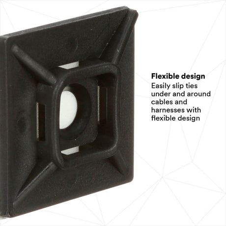 3M CTB1X1BKA-C Cable Tie Mounting Base, 4-Way Adhesive Mount, UV Resistant Black, 1 in x 1 in (7000133488) (500 Pack) - 6