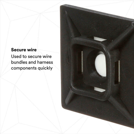 3M CTB1X1BKA-C Cable Tie Mounting Base, 4-Way Adhesive Mount, UV Resistant Black, 1 in x 1 in (7000133488) (500 Pack) - 7