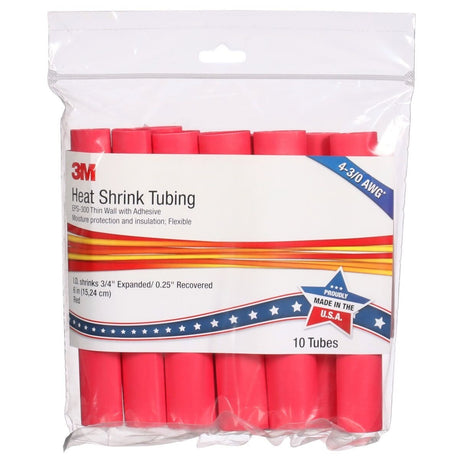 3M E30.750RD6"P Thin-Wall Heat Shrink Tubing EPS-300 Adhesive-Lined Red 3/4 in x 6 in Sticks (7000133686) (100 Pack) - 5