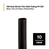 3M FP0.125BK6"P Heat Shrink Thin-Wall Tubing FP-301, Black, 1/8 in ID, 6 in Pieces (7000133690) (100 Pack) - 5
