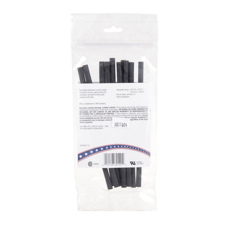 3M FP-301-3/16-6"-Black Heat Shrink Thin-Wall Tubing, 6 in Length (7000133692) (100 Pack) - 3