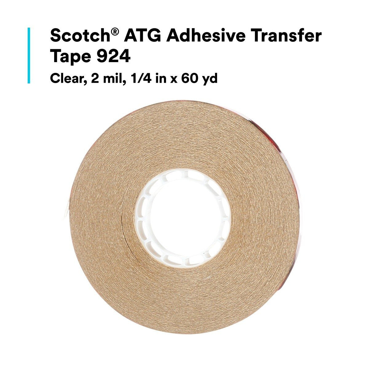3M 924 Scotch ATG Adhesive Transfer Tape, Clear, 2 mil, 1/4 in x 60 yd (7000144701) (12 Pack) - 5