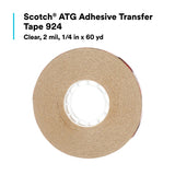 3M 924 Scotch ATG Adhesive Transfer Tape, Clear, 2 mil, 1/4 in x 60 yd (7000144701) (12 Pack) - 5