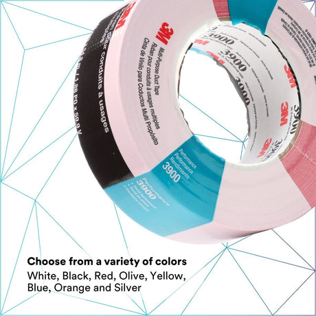 3M 3900 Multi-Purpose Duct Tape, Red, Rubber Adhesive, Water Resistant, 48 mm x 54.8 m, 8.1 mil (7000144749)  - (24Pack) - 4