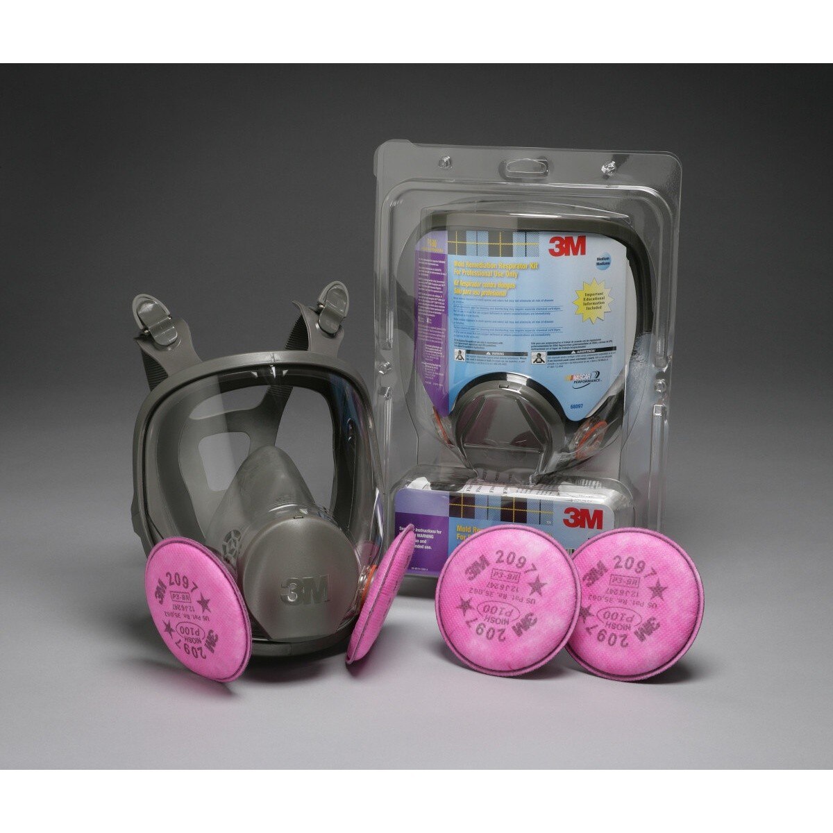 3M 68097 Full Face Mold Remediation Respirator Kit with 4 P100 Filters (7000144916) (5 Pieces)  - (2Pack)