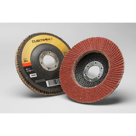 3M 967A Cubitron II Flap Disc, 80+, T27, 4-1/2 in x 7/8 in (7000148183) (10 Pack)