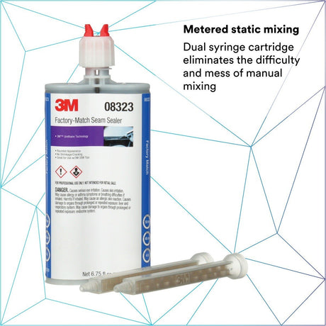 3M Factory-Match Seam Sealer, Two-Part Urethane, Medium/High Viscosity, Black, 200 mL/6.75 fl oz Cartridge (08323) (7000148202)  - (6Pack) - 7