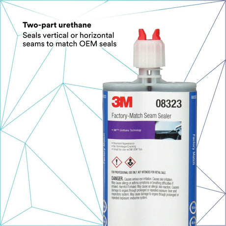 3M Factory-Match Seam Sealer, Two-Part Urethane, Medium/High Viscosity, Black, 200 mL/6.75 fl oz Cartridge (08323) (7000148202)  - (6Pack) - 9